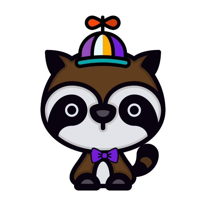 Raccoon Creative Buddy in a propeller cap and bow tie