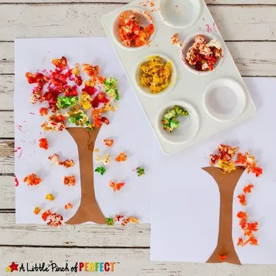 Colorful Fall Tree Popcorn Craft craft