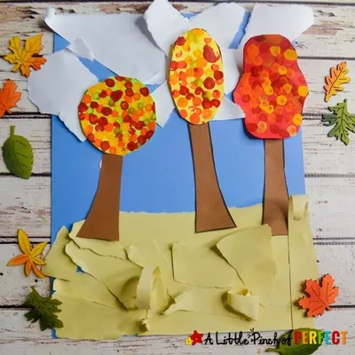 Fall Tree and Painted Leaves Kids Craft craft