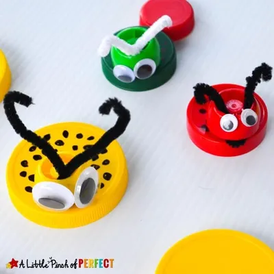 Little Bugs Recycled Lid Craft craft