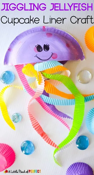 Jiggling Jellyfish Cupcake Liner Craft