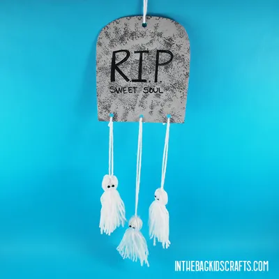 Ghost Tombstone Halloween Mobile Craft