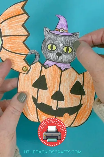Pumpkin and Black Cat Halloween Craft Printable craft