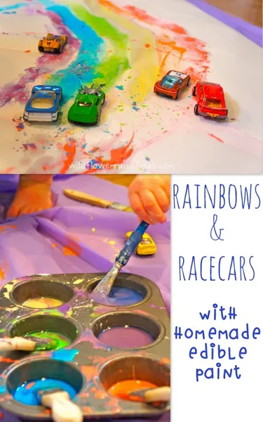 Rainbows and Racecars with Taste-Safe Paint craft