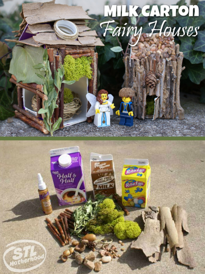 Milk Carton Fairy Houses