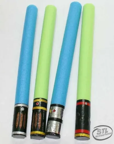 Glowing Galaxy Pool Noodle Swords craft