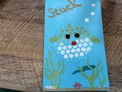 Stuck on You Bubble Wrap Pufferfish Card craft
