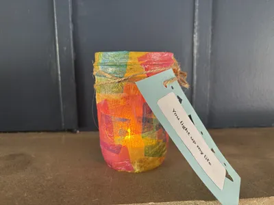 You Light Up My Life Decoupage Candle Holder craft