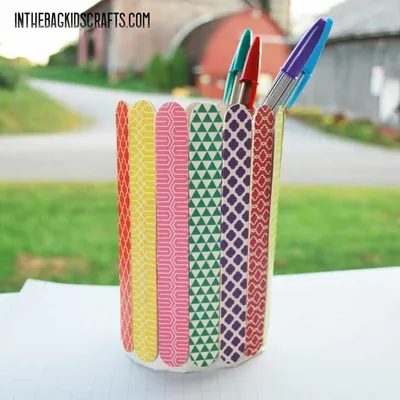 Easy Popsicle Stick Pencil Holder